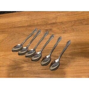 6 Floral Arrangement Ornate Stainless Steel Spoons